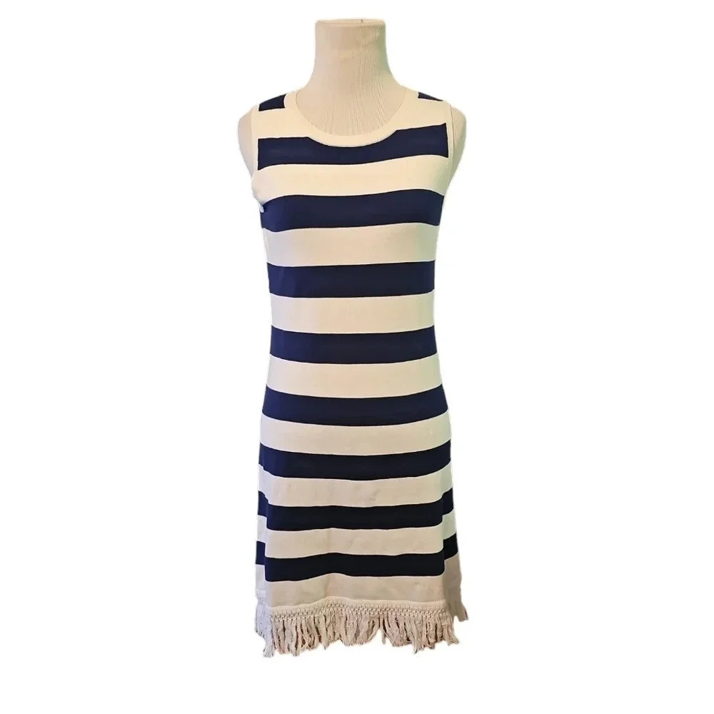 Sail To Sable Fringe Striped Nautical Dress